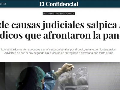 El Confidencial.com recoge una entrevista a nuestra directora ante la llegada de las demandas contra los médicos que afrontaron la pandemia